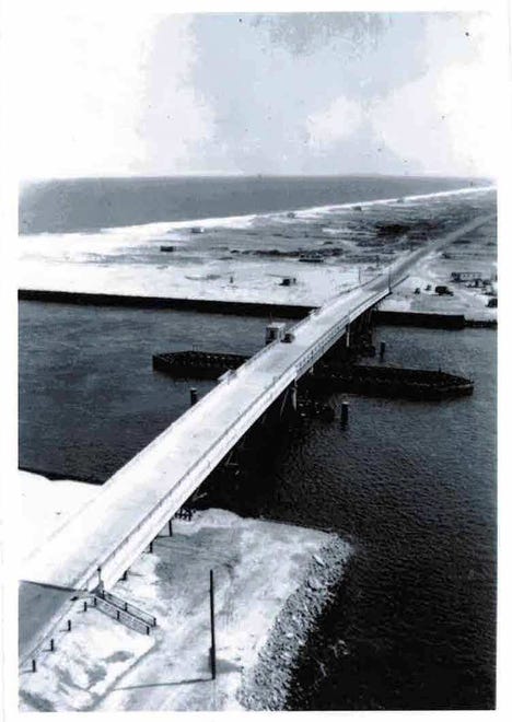 Indian River Inlet's swing bridge, circa 1940.