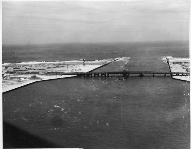This undated image shows the bridge over the Indian River Inlet as it was before 1965.