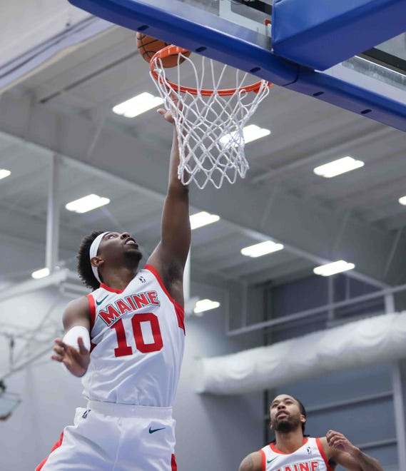 Maine Red Claws Guard JUSTIN BIBBS (10) drives to the basket for the layup in the second half of a NBA G-League regular season basketball game between the Bluecoats and the Maine Red Claws (Boston Celtics) Saturday, Nov. 09, 2019, at the 76ers Fieldhouse in Wilmington, DE
