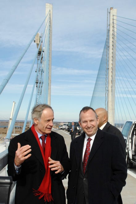 On Jan. 20, 2012, Gov. Jack Markell and U.S. Sen. Tom Carper were the first to cross rhe new Indian River Inlet Bridge north of Bethany Beach on Route 1.